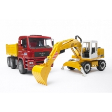 BRUDER 02751 MAN TGA CONSTRUCTION TRUCK AND LIEBHERR EXCAVATOR