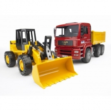 BRUDER 02752 MAN TGA CONSTRUCTION TRUCK AND ARTICULATED ROAD LOADER FR 130