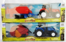 NEWRAY 05685 FARM TRACTOR AND TRAILER ( 4 ASTD )