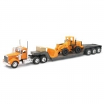 NEWRAY 10623 1:32 KENWORTH W900 LOWBOY W CONSTRUCTION TRACTOR