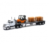 NEWRAY 16643 1:43 INTERNATIONAL LONESTAR FLATBED W FORKLIFT