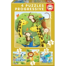 EDUCA 17147 PUZZLE PROGRESIVO ANIMALES SALVAJES