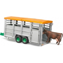 BRUDER 02227 LIVESTOCK TRAILER WITH 1 COW