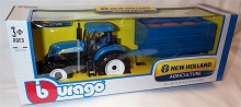 BURAGO 44060 1:32 NEW HOLLAND FARM TRACTOR AND TRAILER ASMT