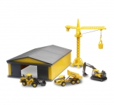 NEWRAY 32105 D C VOLVO CONTRUCTION VEHICLE W MACHINE SHED SET