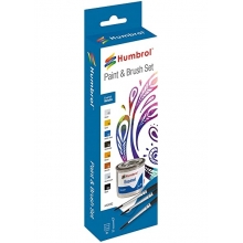 HUMBROL AA9062 ENAMEL PAINT AND BRUSH METALLIC SET 8 X 14ML 3 X BRUSH