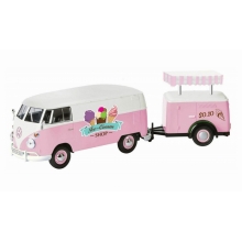 MOTORMAX 79672 1:24 VOLKSWAGEN TYPE 2 ( T1 ) TRAILER SET DELIVERY VAN + REFRIGERATION TRAILER