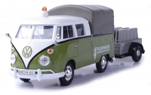 MOTORMAX 79676 1:24 VOLKSWAGEN TYPE 2 ( T1 ) TRAILER SET PICKUP + ROAD MAINTENANCE TRAILER