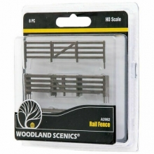 WOODLAND 2982 HO RAIL FENCE ( 8PCS )