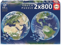 EDUCA 19039 2X PUZZLE 800 PIEZAS ROUND PUZZLES EARTH