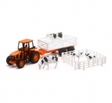 NEWRAY 15825A 77700-12081 KUBOTA FARM TRACTOR & TRAILER W FARM ANIMALS SET