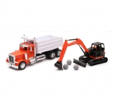 NEWRAY 33383A 77700-12090 1:32 KUBOTA EXCAVATOR W PETERBILT DUMP TRUCK