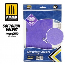 AMMO MIG JIMENEZ AMIG8245 SOFTOUCH VELVET MASKING SHEETS 1MM GRID ( X5 SHEETS, 290MM X 145MM, ADHESIVE )