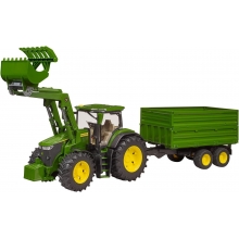 BRUDER 03155 JOHN DEERE 7R 350 FRONTLOADER AND TANDEMAXLE TIPPING TRAILER