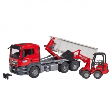 BRUDER 03767 MAN TGS TRUCK WITH ROLL OFF CONTAINER + SCHAFFER COMPACT LOADER 2630