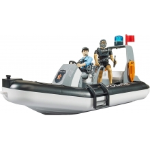 BRUDER 62733 BWORLD POLICE BOAT,ROTATING BEACON LIGHT, 2FIGURES+ACCESS