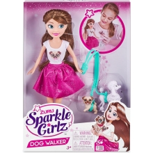 ZURU 10065 NEW SPARKLE GIRLZ DOG WALKER PLAYSET W / 10.5PULG DOLL