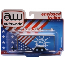 AUTOWORLD AWSP092 1:64 ENCLOSED TRAILER PATRIOTIC THEME HOBBY EXCLUSIVE