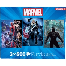 AQUARIUS 62009 MARVEL PUZZLE 500 PIEZAS SET OF 3 CARDS