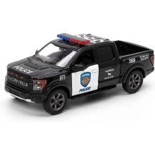 KINSMART 5436WPBK 1:32-36 2022 FORD F 150 RAPTOR POLICE, BLACK WHITE