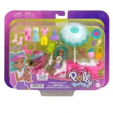 MATTEL HWP24 POLLY POCKET SET DE JUEGO CARRITO DE BOCADILLOS DE FLAMINGO