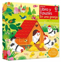 CONTRAPUNTO LIBRO Y 3 PUZZLES EN UNA GRANJA 9 PIEZAS