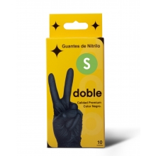 DOBLE GUANTES NITRILO NEGROS 10 UNIDADES TALLA S