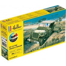 HELLER 56997 1:72 STARTER KIT US 1/4 TON TRUCK & TRAILER