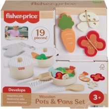 MATTEL HXT83 FISHER PRICE SET DE OLLAS Y SARTENES DE MADERA