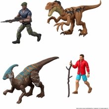 MATTEL JGB82 JURASSIC WORLD REBIRTH PAQUETE CON DINOSAURIO Y HUMANO